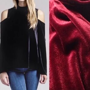 Anthropologie Moon River Burgundy Velvet Cold Shoulder Size S